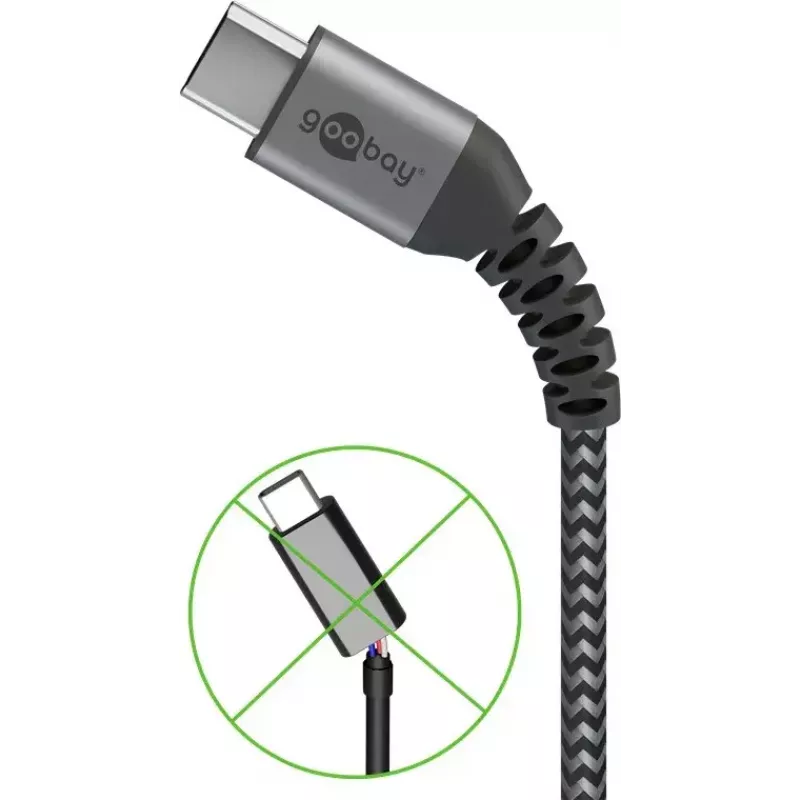 Cable USB Wentronic 49295 USB 2.0 0,5 m USB C USB A negro gris
