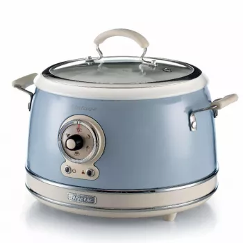 Ariete 2904 Olla arrocera - Olla arrocera eléctrica con olla de cerámica - Sushi casero - Multicocina - Vintage Line - 3,5 L - 650 W - Azul