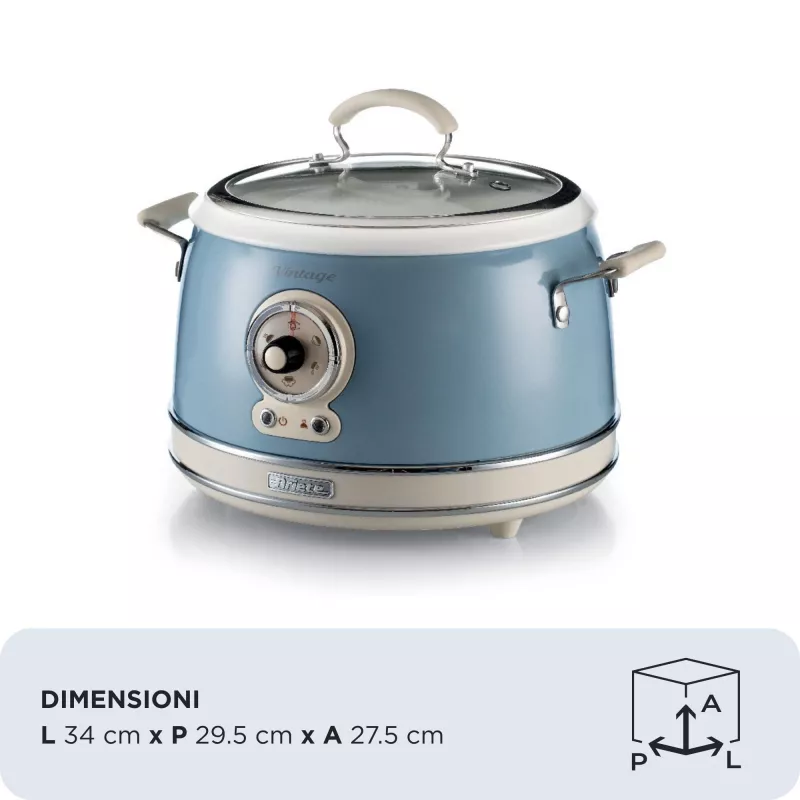 Ariete Vintage 2904 arrocera / olla de cocción lenta, 3,5 l, 700 W, azul