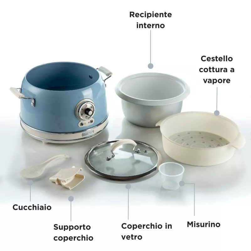 Ariete Vintage 2904 arrocera / olla de cocción lenta, 3,5 l, 700 W, azul