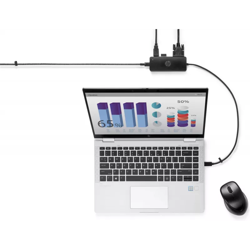HP USB-C Travel Hub G2, Con cable, USB 3.2 Gen 1 (3.1 Gen 1) Type-C, Negro, China, Windows 10, 107 mm
