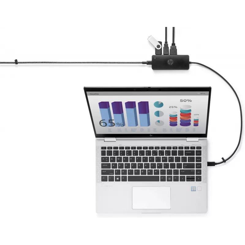 HP USB-C Travel Hub G2, Con cable, USB 3.2 Gen 1 (3.1 Gen 1) Type-C, Negro, China, Windows 10, 107 mm