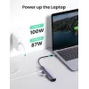 Ugreen CM418 10919 hub USB-C 5 en 1, HDMI 4K 30 Hz, Ethernet, USB 3.0, Power Delivery, aluminio, gris