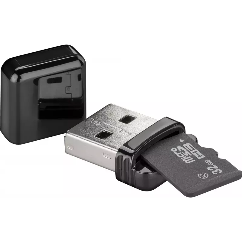 Lector de tarjetas GOOBAY USB-A 2.0 para MicroSD, 480 Mbit/s, negro