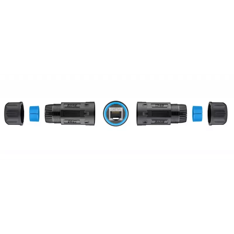 Goobay CAT 6A Acoplador de cable de conexión RJ45 para exterior IP68 Negro