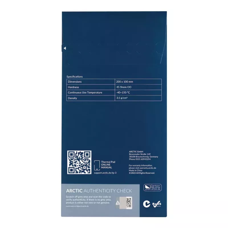 ARCTIC TP-3 Premium Performance Almohadilla térmica 200 x 100 mm, 1,5 mm