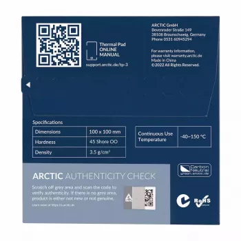 ARCTIC TP-3 Premium Performance Almohadilla térmica 100 x 100 mm, 1 mm