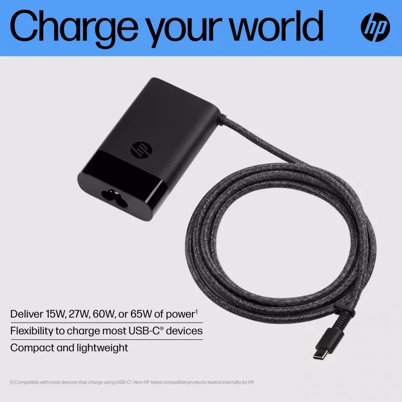 HP 671R3AA USB-C 65 W cargador de portátil, AC 115/230 V, EU