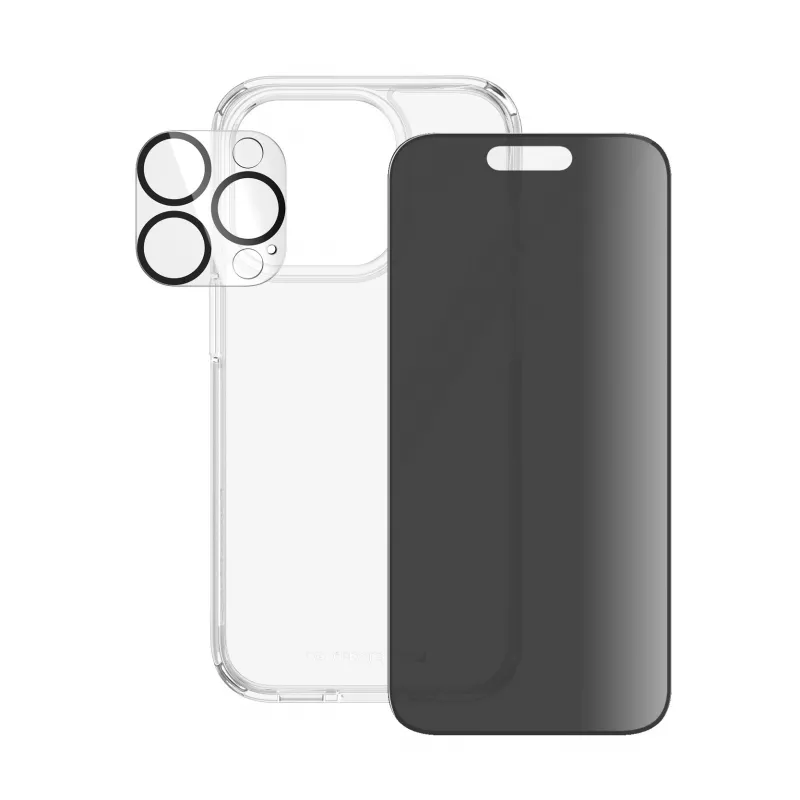 PanzerGlass Privacy pack 3 en 1 iPhone 15 Pro vidrio templado resistente a impactos