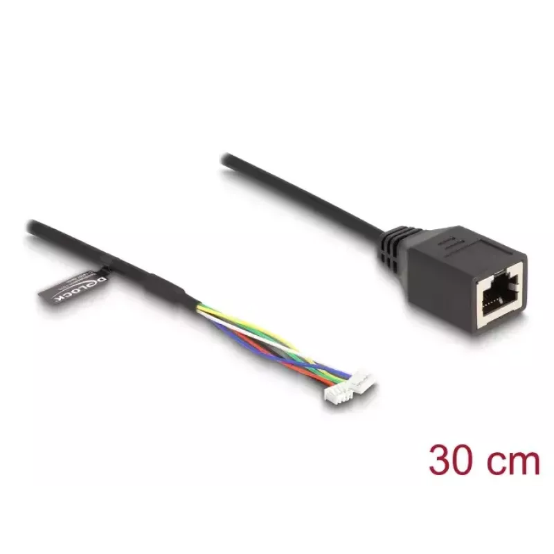 Cable de red DeLOCK 88007 RJ45 a 4-Pin 6-Pin Cat5e 0,3 m negro