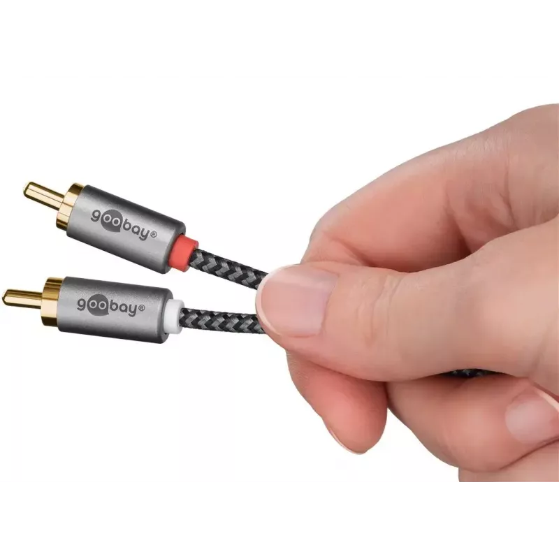 Cable de audio WENTRONIC Goobay 65290 — jack 3,5 mm a 2×RCA macho, 5 m, cobre, dorado, apantallado magnéticamente