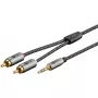 Cable de audio WENTRONIC Goobay 65290 — jack 3,5 mm a 2×RCA macho, 5 m, cobre, dorado, apantallado magnéticamente