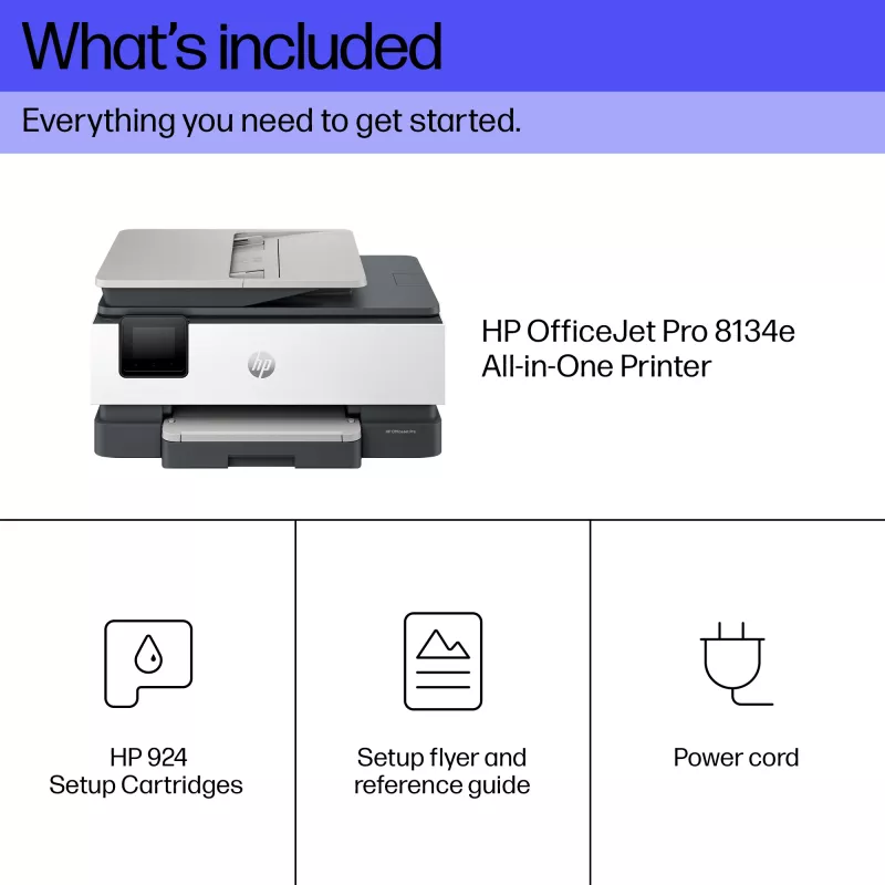 HP OfficeJet Pro 8134e impresora todo en uno en color inalámbrica, Instant Ink; impresión a doble cara