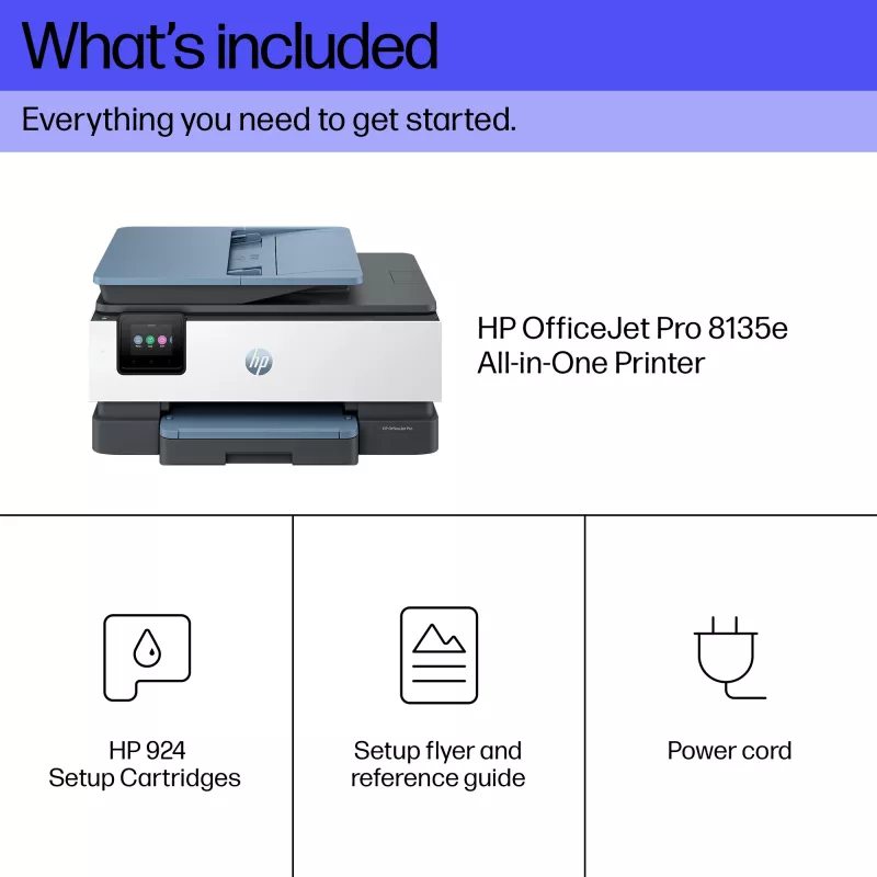 HP OfficeJet Pro 8135e impresora multifunción inalámbrica en color, Instant Ink; impresión a doble cara