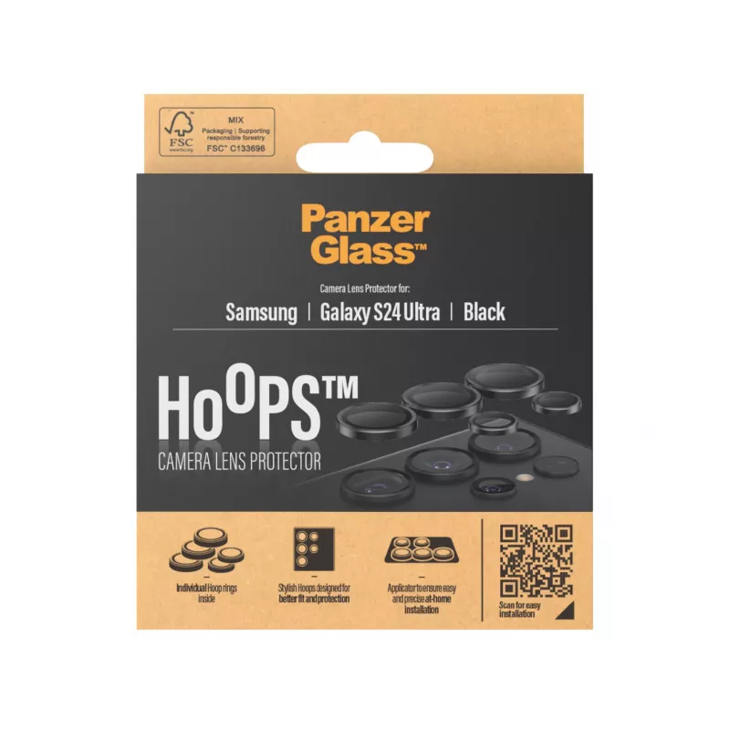 PanzerGlass ® Hoops® cristal protector de objetivo de cámara negro Samsung Galaxy S24 Ultra