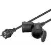 Goobay 65434 alargador de corriente 5 m 2 tomas AC para exteriores negro