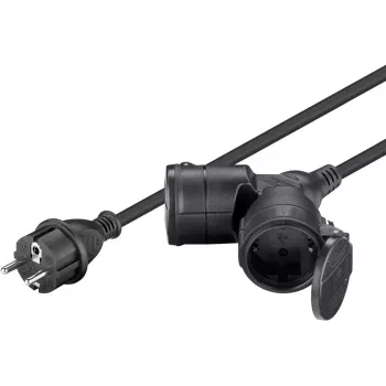 Goobay 65434 alargador de corriente 5 m 2 tomas AC para exteriores negro