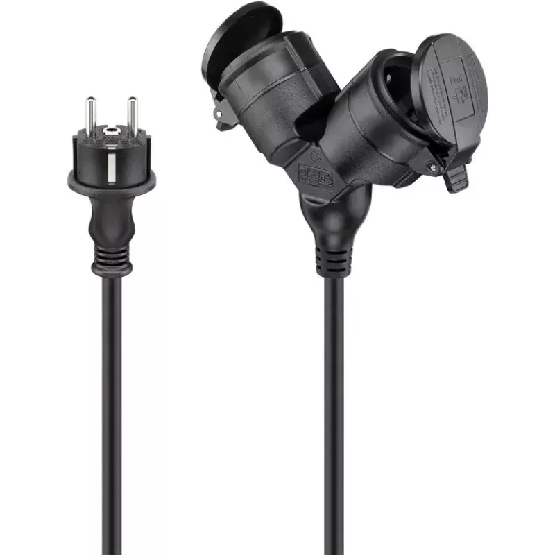 Goobay 65434 alargador de corriente 5 m 2 tomas AC para exteriores negro