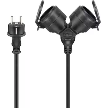 Goobay 65434 alargador de corriente 5 m 2 tomas AC para exteriores negro