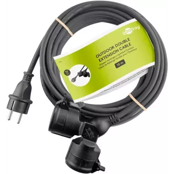 Alargador Goobay 65435 10m 2 tomas AC para exteriores negro