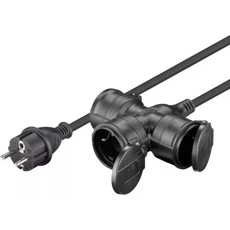 Alargador de corriente Goobay 65438 10m 3 tomas AC para exteriores negro
