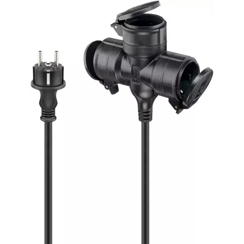 Alargador de corriente Goobay 65438 10m 3 tomas AC para exteriores negro