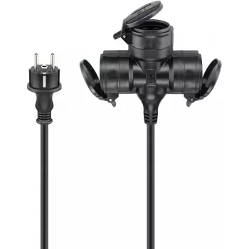 Alargador de corriente Goobay 65438 10m 3 tomas AC para exteriores negro