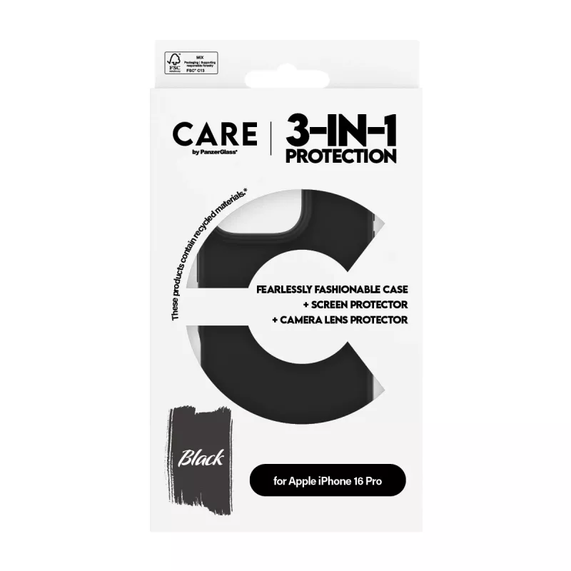 Pack 3 en 1 PanzerGlass CARE by Fashion iPhone 16 Pro