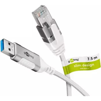 Adaptador de cable Goobay 74382 USB 3.0 Type-A RJ45 blanco 7,5 m