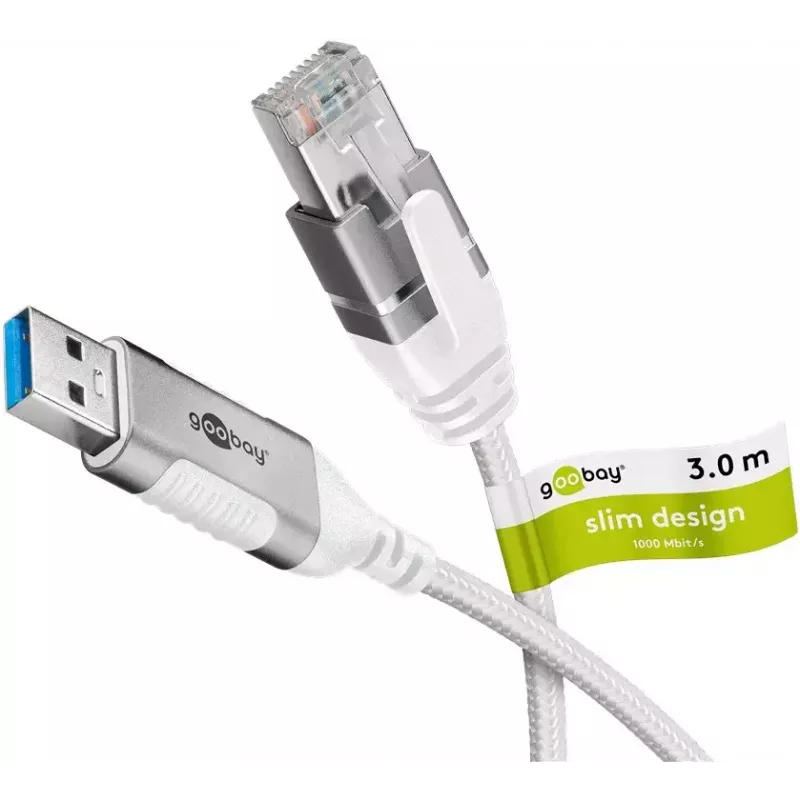 Cable de red Goobay 74380 USB 3.0 Type-A RJ45 3 m blanco