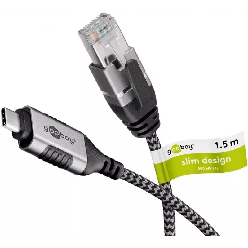 Goobay Cable Ethernet USB-C 3.1 a RJ45 Slim, 1,5 m, negro (74402)