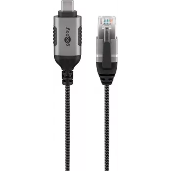 Adaptador de cable Goobay 74402 USB 3.1 Type-A RJ45 1,5 m negro plata