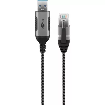Adaptador de cable Goobay 74398 USB 3.0 Type-A a RJ45 7,5 m negro plata