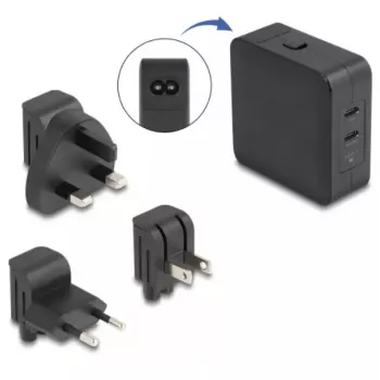Cargador de interior DeLOCK 41443 universal negro AC 100-240V 2x USB Type-C