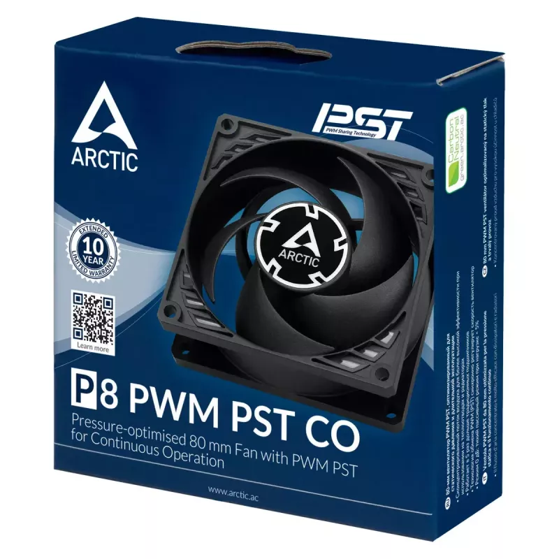 ARCTIC P8 PWM PST CO - ventilador de 80 mm optimizado para presión con PWM PST para funcionamiento continuo