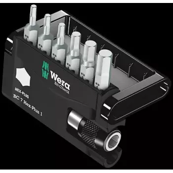 Wera Bit-Check 7 Hex-Plus 1 Juego de puntas para destornillador, 7 piezas, H2-H6