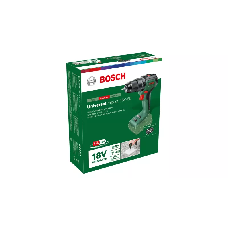 Bosch Universal Impact 18V-60 1900 U/min Portabrocas de cambio rápido 1,3 kg Negro, Verde