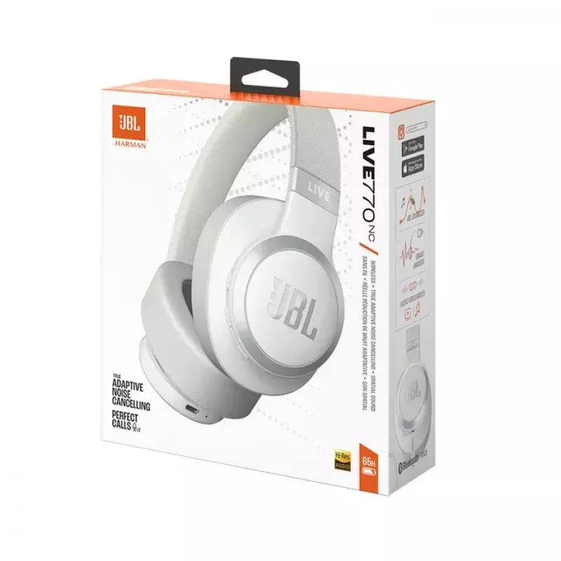 Auriculares JBL Live 770NC over-ear, inalámbricos, llamadas/música, Bluetooth, blanco