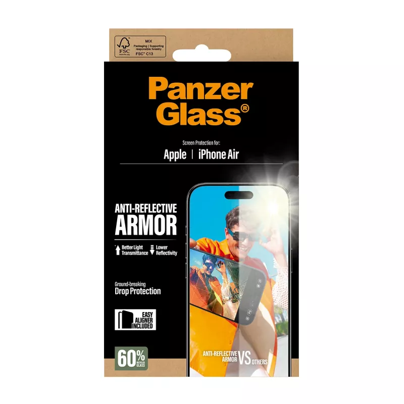 Lámina protectora de pantalla PanzerGlass Anti-Reflective Armor iPhone Air resistente a arañazos y golpes