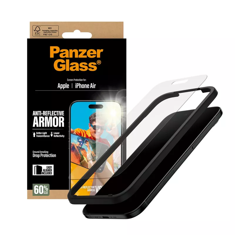 Lámina protectora de pantalla PanzerGlass Anti-Reflective Armor iPhone Air resistente a arañazos y golpes