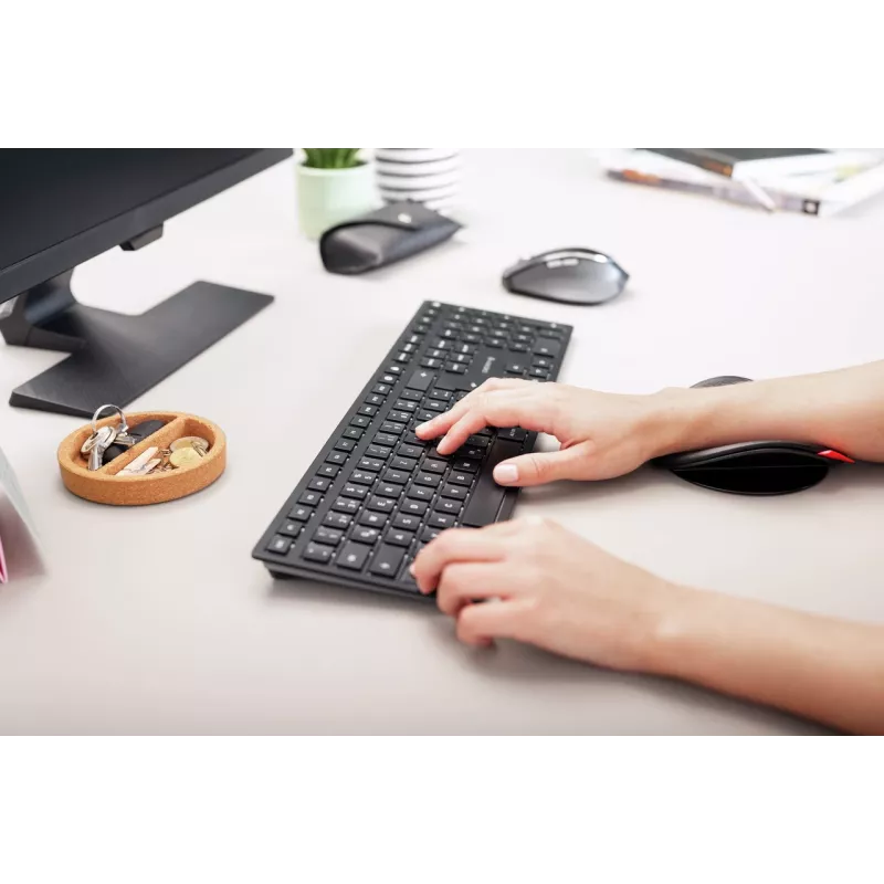 CHERRY KW 9100 teclado slim universal RF Wireless + Bluetooth AZERTY francés negro