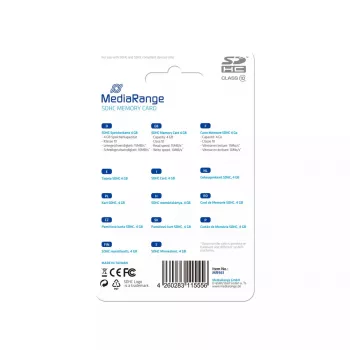 Memoria flash MediaRange 4GB SDHC Class 10 MR961