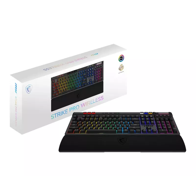 MSI Strike Pro Teclado gaming mecánico silencioso inalámbrico, distribución DE (QWERTZ), negro