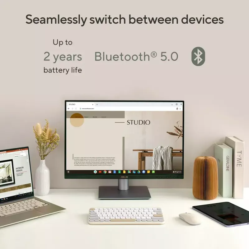 ASUS KW100 /GN/GE/81 Teclado Home Bluetooth QWERTZ Alemán Verde, Verde claro