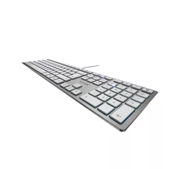 Teclado CHERRY KC 6000 slim universal USB AZERTY belga Plata, Blanco