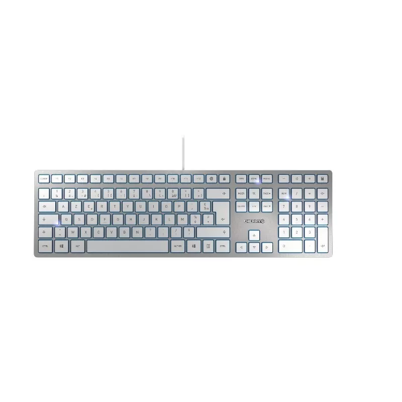 Teclado CHERRY KC 6000 slim universal USB AZERTY belga Plata, Blanco