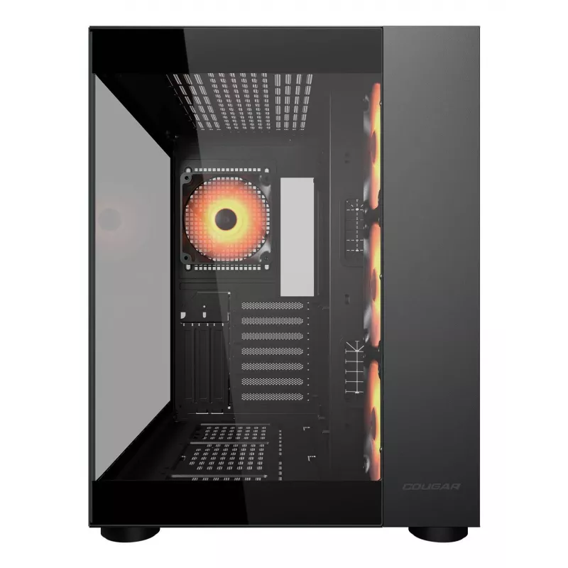 Caja PC semitorre COUGAR FV150 ARGB — Negra, ATX/MicroATX/Mini-ITX, 3x120 mm frontal + 1x120 mm trasero, 2x3,5