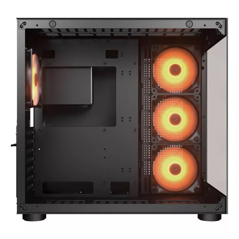 Caja PC semitorre COUGAR FV150 ARGB — Negra, ATX/MicroATX/Mini-ITX, 3x120 mm frontal + 1x120 mm trasero, 2x3,5