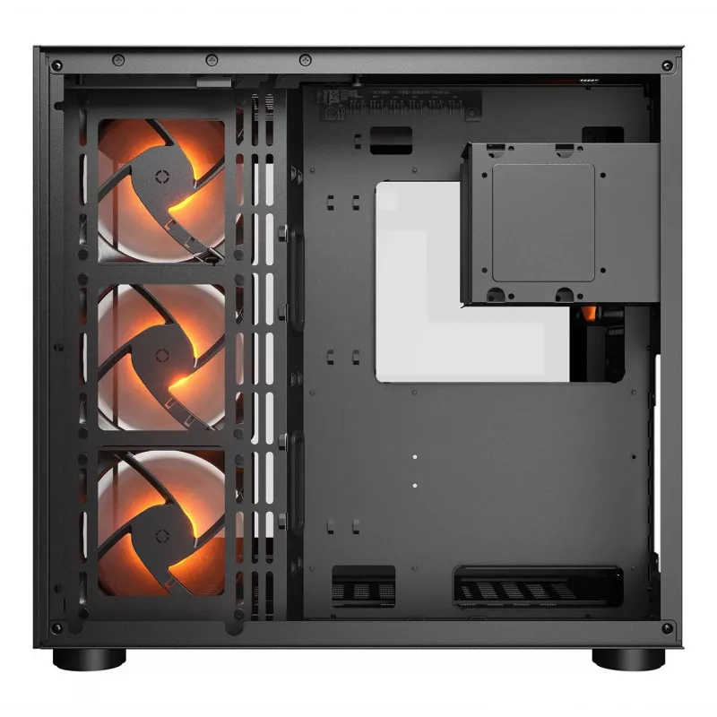 Caja PC semitorre COUGAR FV150 ARGB — Negra, ATX/MicroATX/Mini-ITX, 3x120 mm frontal + 1x120 mm trasero, 2x3,5