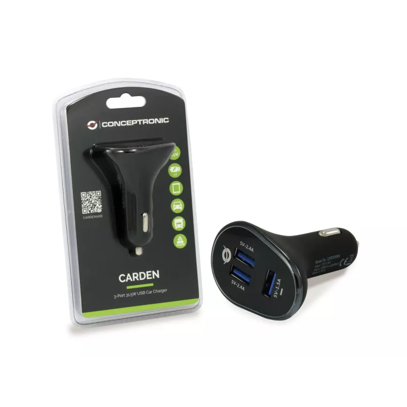 Cargador móvil Conceptronic CARDEN06B Universal Negro Mechero de coche